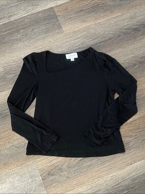 (17) Highline Collective Black Long-Sleeve Square Neck Top